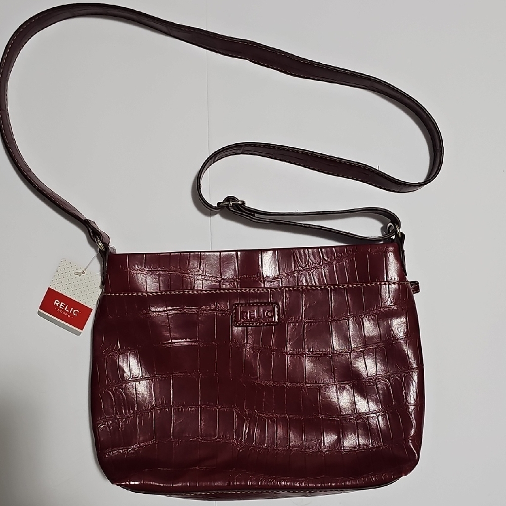 Relic Wine Croc-Embossed Crossbody Bag